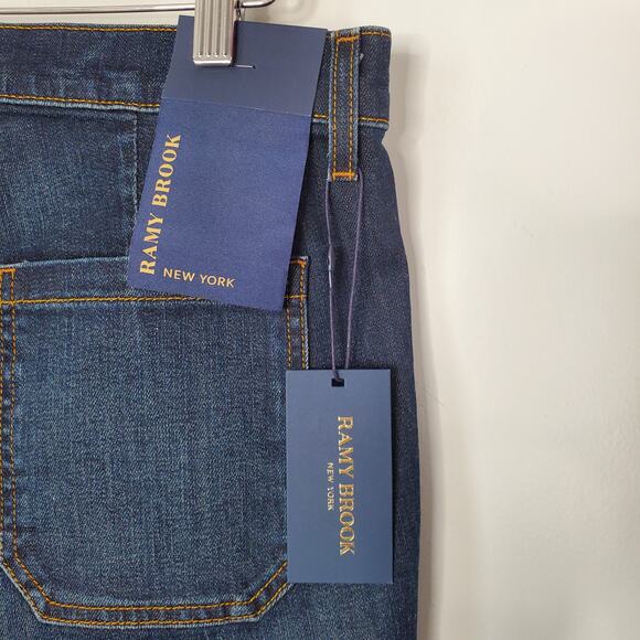 Ramy Brook Cindy High Rise Flare Bootcut Jeans Dark Wash Blue Stretch Size 32 - Picture 8 of 11